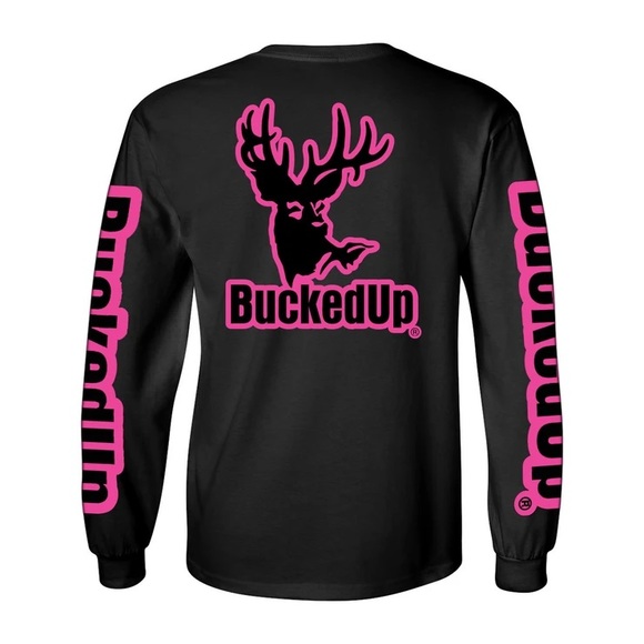 Bucked Up Other - BUCKED UP Hot Pink/Black Long Sleeve T Logo front back and sleeves Winter Fall